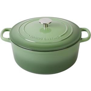 Enameled Cast Iron Dutch Oven Pot With Lid, 5.5 Quart, for Bread Baking, Cooking, Pistachio Green