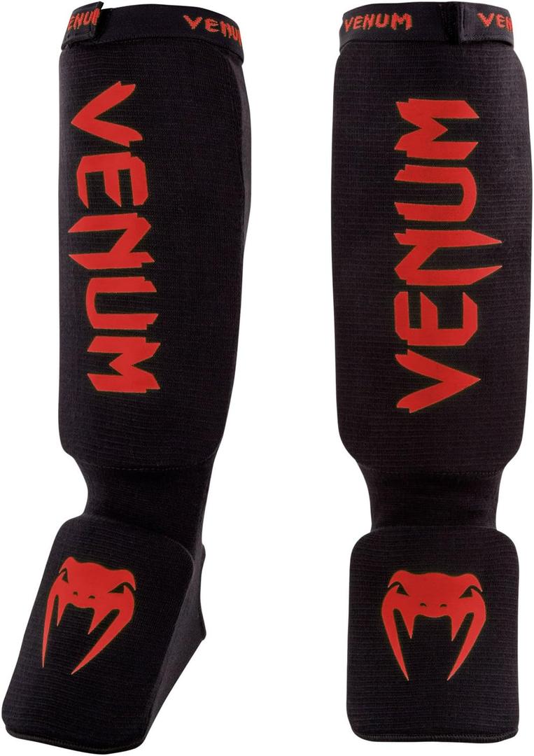 Venum Kontact Shinguards - Black/Red, One Size