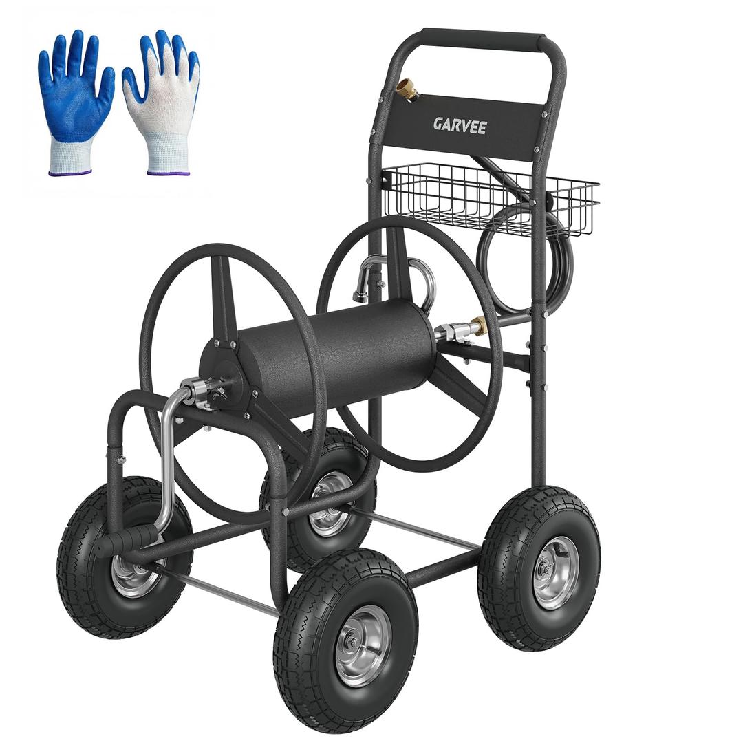 Garvee Garden Hose Reel Cart with Wheels, Hold Up to 300 ft of 5/8" Hose