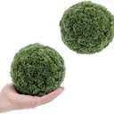MyGift 6 Inch Decorative Boxwood Balls Topiary, Lifelike Artificial Foliage Greenery Faux Bowl Fillers, Set of 2