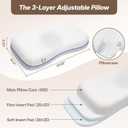 CosBed Built Cervical Neck Pillow for Neck Support, Adjustable Memory Foam Pillow with Customizable Height and Firmness for Side, Back, Stomach and CombSination Sleepers, White