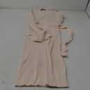 ZESICA Women's 2025 Fall Sweater Dress V Neck Long Sleeve Ribbed Knit Tie Waist Bodycon Slim Fit Midi Dresses (Medium, Apricot)