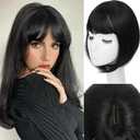 Jinhui Hair Toppers for Women with Thinning Hair, 12 Inch Toppers Hairpieces for Women with Wispy Clip in Bangs Realistic Scalp & Parting Wiglets Daily Use (Black)