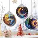 Sun Moon Ornament, Christmas Ornaments, Christmas Decorations for Tree, Stained Glass Ornament, Heirloom Keepsake, Gift Exchange, Gift Ideas, Bauble Present - Sun, Moon and Stars