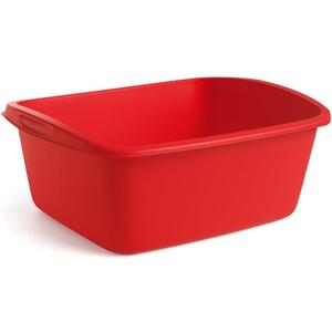 Tribello Plastic Wash Tub Dishpan Basin and Foot Bath for Soaking Feet, Laundry Hand Wash Bucket, Dish Pans for Washing and Storage Cleaning Supplies - 12 Quarts - Heavy Duty - Made in USA (Red)