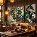 3pcs Green And Gold Landscape Canvas Wall Art Abstract Scape Pine Trees Wall Decor Pictures Modern 3d Visual Effects Posters Prints for Living Room Bedroom Office Home Decoration Prepare To Hang
