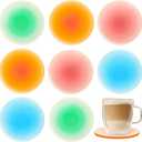 Irenare 8 Pieces Colorful Acrylic Coaster 3.9 Inches Cute Coasters Round Heat Resistant Holder Anti Slip Table Aesthetic for Coffee Table Home Decoration Gift(Classic Series) (Red, Orange, Blue, Green)