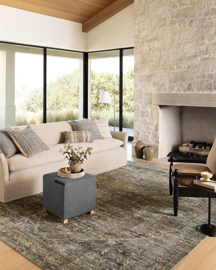 Loloi Amber Lewis Morgan Collection MOG-05 Spice/Lagoon 3'-6" x 5'-6" 38" Thick Accent Rug feat. CloudPile, Neutral, Room Dcor, Vintage Inspired, Livingroom, Bedroom, Dining Area