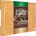 Extra Large Cutting Board, 17.6" Bamboo Cutting Boards for Kitchen with Juice Groove and Handles Kitchen Chopping Board for Meat Cheese board Heavy Duty Serving Tray, XL, Empune