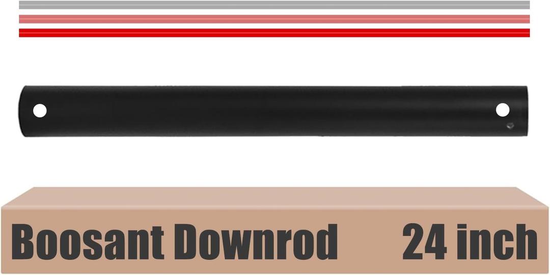 24 INCH Ceiling Fan Downrod With Extended Wires,1 inch Outside Diameter, Extension Rod Only Ceiling Fans Compatible, Not Threaded(Black)