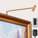 Plug in Picture Light Dimmable Art Lights for Paintings Remote Control 3000K Picture Frame Light with Timer CRI 90 LED Picture Lights for Wall Display Artwork Portrait Gallery, Copper Body