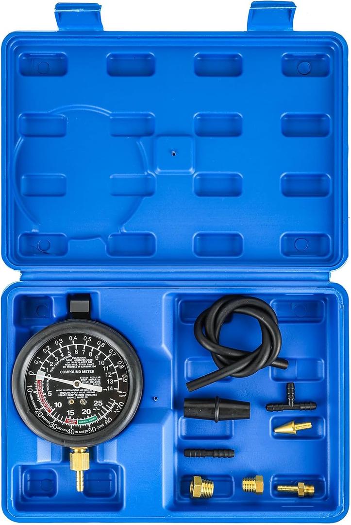 Vacuum and Fuel Pump Tester Gauge Kit, Gauge Leak Carburetor Pressure Diagnostics Tool Kit, Leak Carburetor Pressure Diagnostics (Blue)