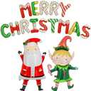 KatchOn, Merry Christmas Balloons Banner Set - 38 Inch, Pack of 16 |Merry Christmaz Banner for Christmas Decorations Indoor | Foil Balloons for Xmas Party Decorations