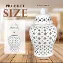 Zhehao 2 Pcs Ginger Jars for Home Decor 8.7 Inch Tall Ceramic Ginger Jar Modern Ceramic Hollow Out Handicraft Flower Vase with Lid for Home Office Party Wedding Decor(White)