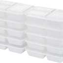 GoodCook Meal Prep Rectangle Three Compartment 20-Piece, White, Made without BPA (10 Sets)