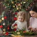 2 FT Jesus Iron Christmas Tree Ornament Display Stand with Hanger Hook Metal Ornament Display Tree Stand Hanger for Jesus Christmas Balls Bauble Decorations Gift Craft Tabletop(Black)