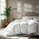 Serta Goose Feather Down Fiber Comforter Queen Size - 100% Cotton Cover Duvet Insert - Hotel Luxury Hypoallergenic Bedding Comforter All Season Medium Warmth 90 x 90 Inch White
