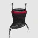 SOLY HUX Women's Ruched Lace Cami Top Drawstring Sleeveless Clubwear Sexy Gothic Tops (Black, XL)