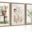3Pcs Green Botanical Kitchen Wall Art Boho Farmhouse Wall Decor Unframed