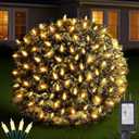 Led Christmas Net Lights Outdoor Connectable, 120LED 5ft x 6ft Waterproof 8 Modes Black Wire 29V Plug in Mesh Lights for Garden Yard Bushes Trunk Tree Decor (Warm White, 1Pack)