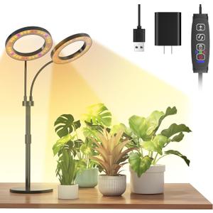 Grow Lights for Indoor Plants Full Spectrum, LED Plant Light with Metal Base, Plant Growing Lamps with Timer 3/9/12H, 3 Color Modes, 6 Brightness Levels, 25-38'' Adjustable Height