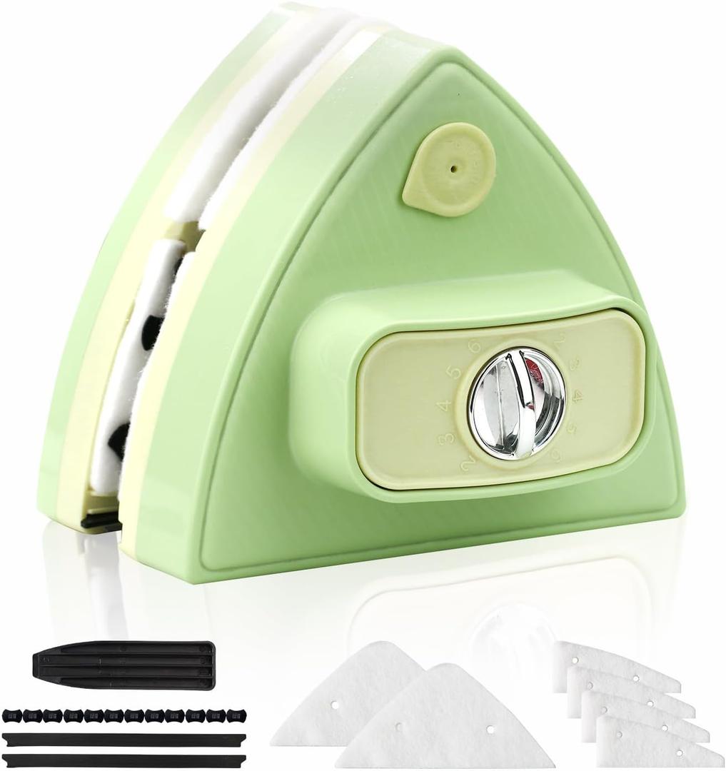 Double-Sided Magnetic Window Cleaner, Green | Adjustable Magnetic Double Window Wiper, Fits 3- 30 mm Glass Thickness, 2.5m Safety Rope for High-Rise & Auto Glass