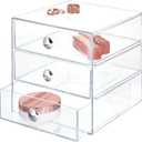 iDesign 3-Drawer Stackable Makeup Organizer - Clear Plastic Drawers for Bathroom, Vanity, or Desk
