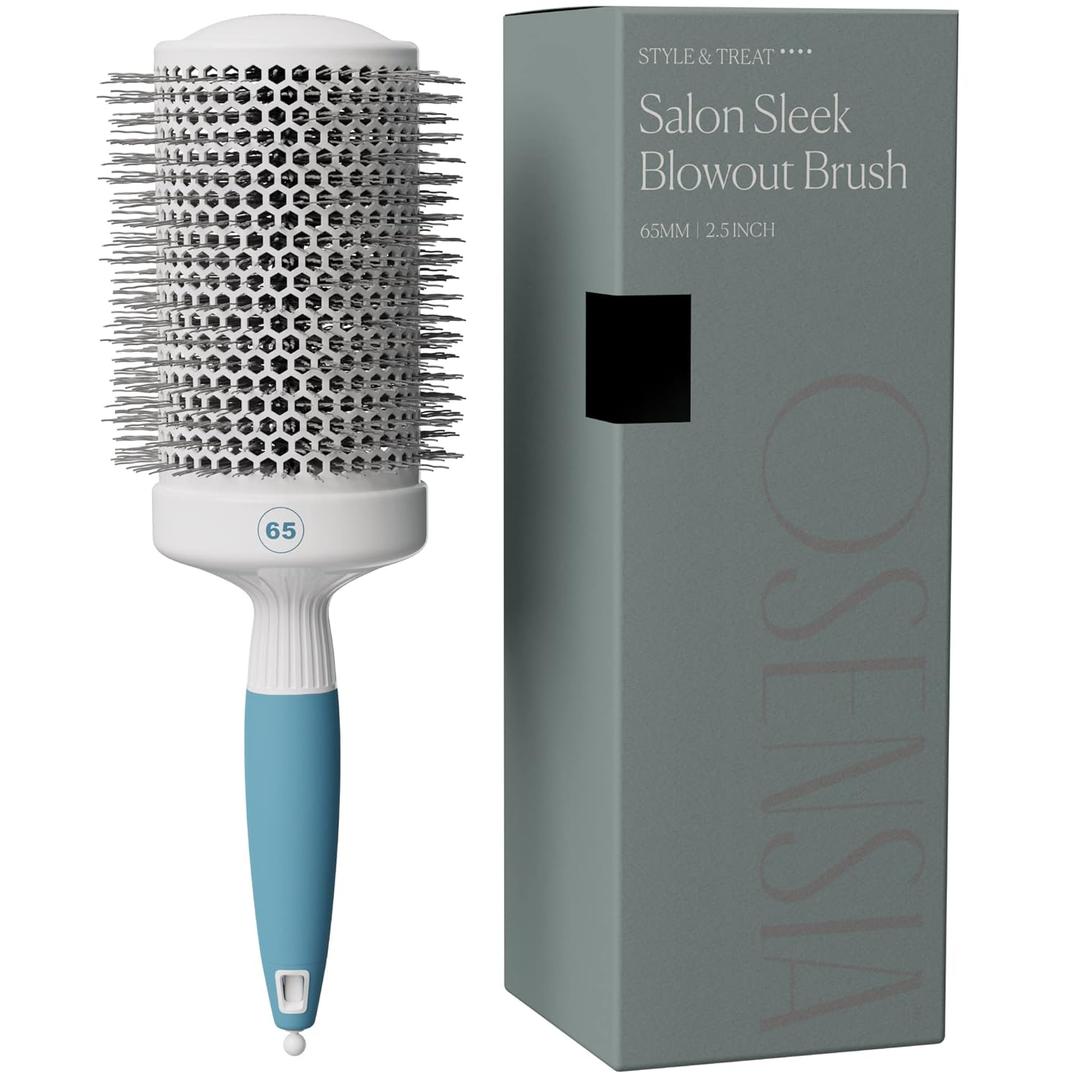 Round Brush for Blow Drying - Extra Large Ceramic Ion Thermal Barrel for Precise Styling and Maximum Volume - Lightweight Hair Brush for Smooth Manageable Hair (Bristle 3.4 in, Barrel 2.5 in)