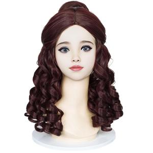 Wiggy Mermaid Brown Princess Wig with Bun Long Curly Wig + Cap for Halloween Costume Cosplay