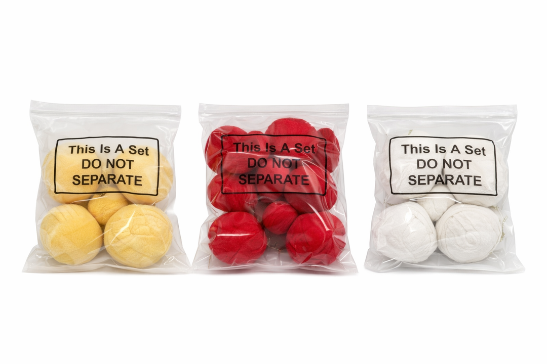 3 Sets of Toys, (Red, White, Yellow)