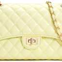 Quilted Crossbody Purse for Women Trendy Ladies Shoulder Bag with Chain Strap PU Leather Cross Body Bags Satchel HandBag (Light Yellow)