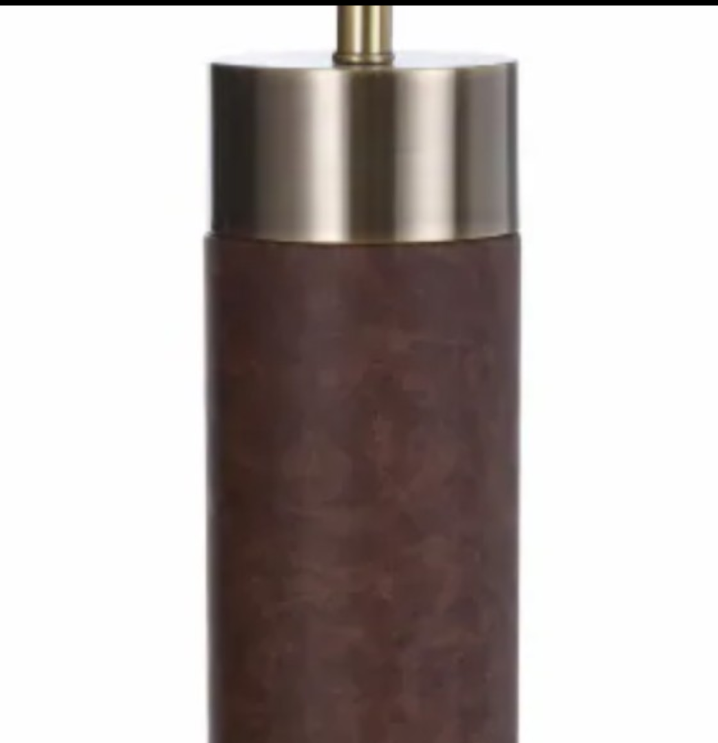 Stylecraft Natural Leather and Gold Table Lamp