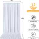 12 Panels 5x12ft White Backdrop Curtains for Parties, Wrinkle Free Polyester Photo Backdrop Drapes 12 ft Long Back Drop Cloth Drapery for Wedding Birthday Baby Shower Photography Party Background, 5ftx12ft_12 Panels