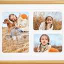 8x10 Collage Picture Frame Natural Teak Solid Wood, 4x6 Collage Photo Frame Displays and Two 3x4 Photos or 8x10 (Without Mat), Wooden Frame for Tabletop or Wall Mounting Display