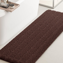 Striped Black Bathroom Rug Mat 47.5"x17" Ultra Soft, Non Slip Chenille Bath Rugs, Absorbent Plush Shaggy Bath Mats for Bathroom, Bedroom, Kitchen, Shower, Tub
