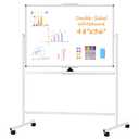 WALGLASS Rolling Dry Erase Whiteboard, 48"x36" Double-Sided White Board on Wheels, Large Portable White Board with Stand, Mobile Standing Whiteboards for Office, Home, School, Classroom 4x3 ft