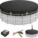 8 FT Round Pool Covers for Above Ground Pools, 500D Pool Solar Cover with Fast Tightening Ratchet, Stock Pool Tank Cover Ideal for Waterproof Dustproof Windproof