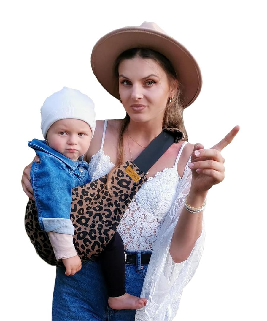 Toddler Carrier | Baby Sling Wrap - Adjustable Premium Cotton - 8 Months to 4 Years - 10-45 lbs (Brown Leopard)
