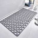 Casa and Beyond Shower Mat,Non Slip Bath Mat and Shower Mat with Suction Cups and Drain Holes,Bathroom Mat Easy to Clean Soft Machine Washable,Bathtub Mat Easy Dry&Cut (Gray,28" x 15"(Rectangular))