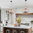 18 Inch Farmhouse Wood Chandelier, Cottage Chic Crown Pendant Light, Weathered Wood Chandelier with 6-Candle, Rustic Dining Room Light Fixture for Kitchen Island, Hallway, Foyer