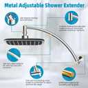 Rain Shower Head with 12" Shower Head Extension Arm, 10" High Pressure Boosting Rainfall/Fixed Showerhead, Metal Shower Head Extender Adjustable Height/Angle, 1-Min Installation, Easy Clean, Chrome