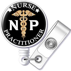 NP Nurse Practitioner Badge Reel Retractable with Alligator Clip, Funny ID Badge Holder Gift for Men Veterinarian Practitioner NP Medical Student Graduation Nurses RN EN NICU Nurse