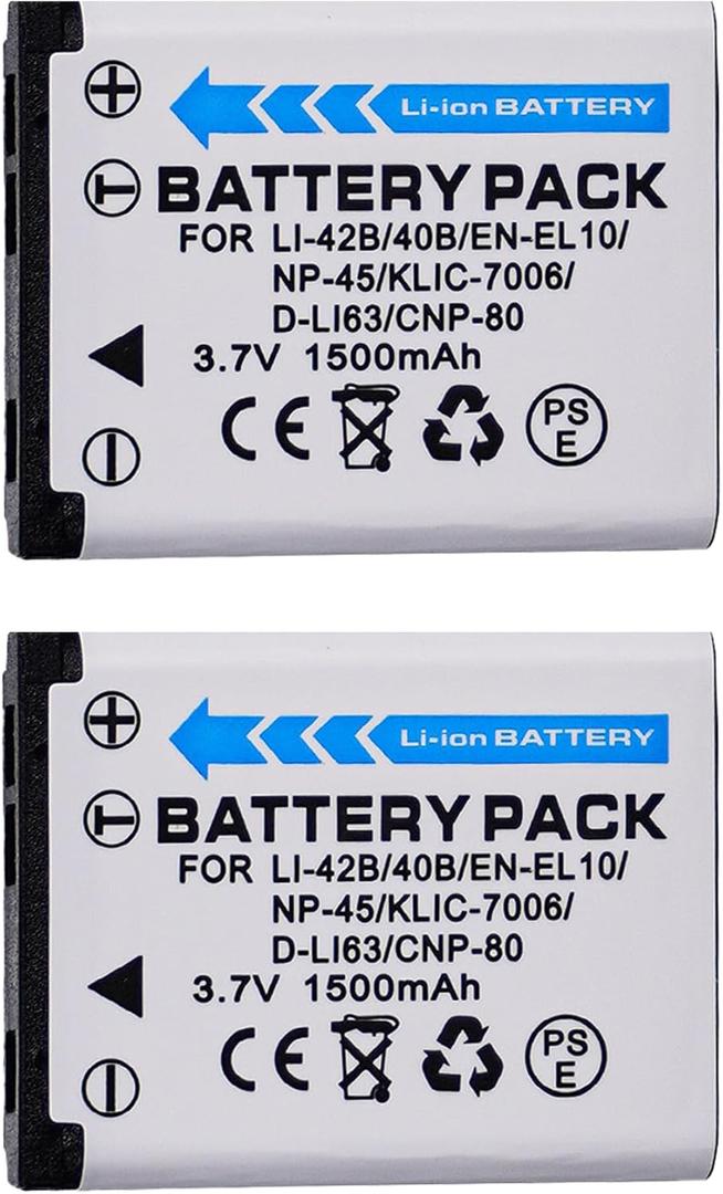 (Upgraded) Replacement Battery for NP-45 (1500mAh) Compatible with Fujifilm NP-45A, NP-45B, NP-45S FinePix XP20 XP30 XP50 XP60 T500 T510 T550 JX520 JX550 JX700 JX710 JZ700 J100 J120 J210 J250