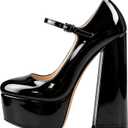 Mary Jane Platform Chunky High Heels Ankle Strap Close Toe Pumps, 14