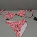 ZAFUL Women's 2 Piece Floral Print Swimsuit Triangle String High Cut Bikini Sets Bathing Suit (Medium, 1-red Multicolor)