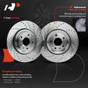 A-Premium 12.80 inch (325mm) Front Drilled and Slotted Disc Brake Rotors Compatible with Select Ford & Lincoln Models - Explorer 2011-2019, Taurus 2010-2019, Flex 2009-2019, MKS, MKT, 2-PC Set