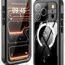 GOLDJU 2025 New Magnetic for iPhone 17 Pro Case-Waterproof, Built-in Screen & Camera Protector-IP68 Underwater Full Body 16FT Military Dropproof Shockproof Case for 17 Pro 6.3''- Black
