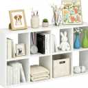 8-Cube Storage Organizer Shelf, Open Cube Bookshelf, Reversible Bookcase, Sturdy Modern Storage for Home Office, Bedroom, Living Room, White