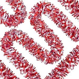 66 Ft Christmas Tinsel Garland Thick Tinsel Garland Xmas Tree Decorations Metallic Tinsel Twist Garland for Christmas, Birthday, Party Decor Indoor Outdoor Party Supplies 