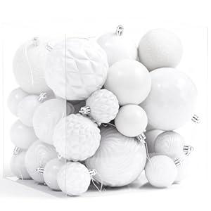 Annecy Christmas Tree Ornaments - 36 PCS Shatterproof Christmas Ball Ornaments Set for Holiday, Wreath & Party Decorations (Multi-Size, Gold, White)